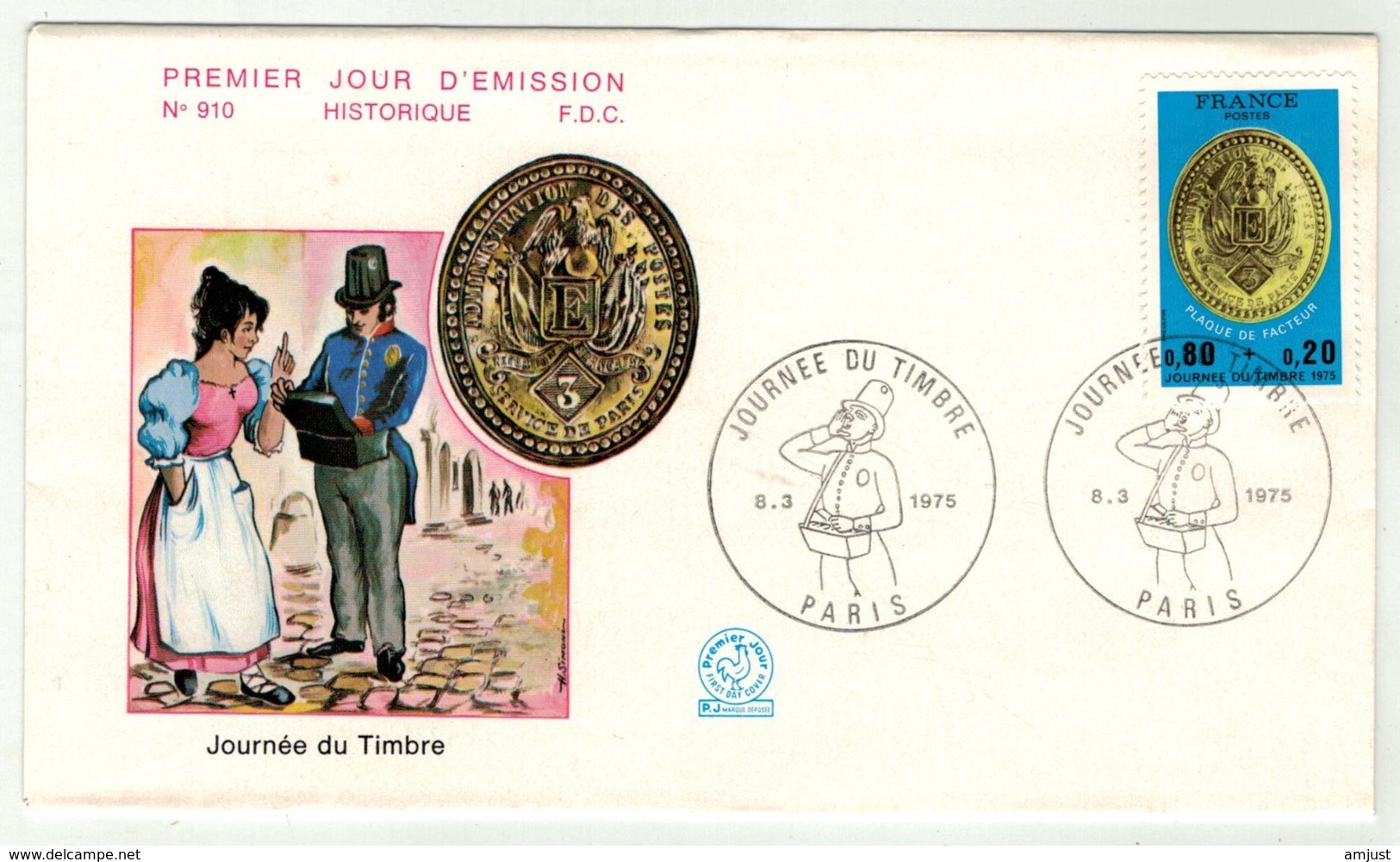 France // FDC // Journée Du Timbre 1975 Paris - 1970-1979