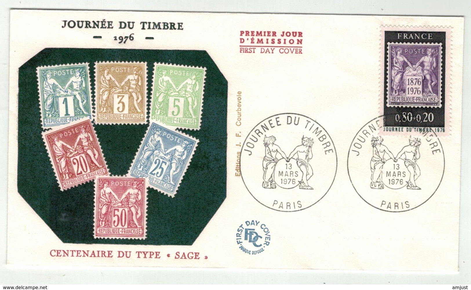 France // FDC // Journée Du Timbre 1976 Paris - 1970-1979