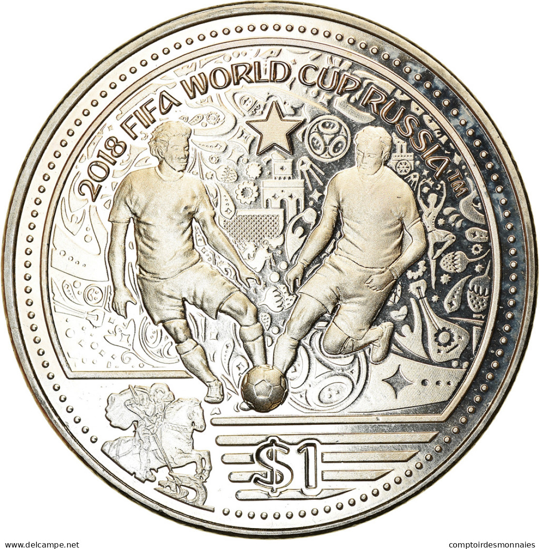 Monnaie, BRITISH VIRGIN ISLANDS, Dollar, 2018, Franklin Mint, Coupe Du Monde De - Iles Vièrges Britanniques