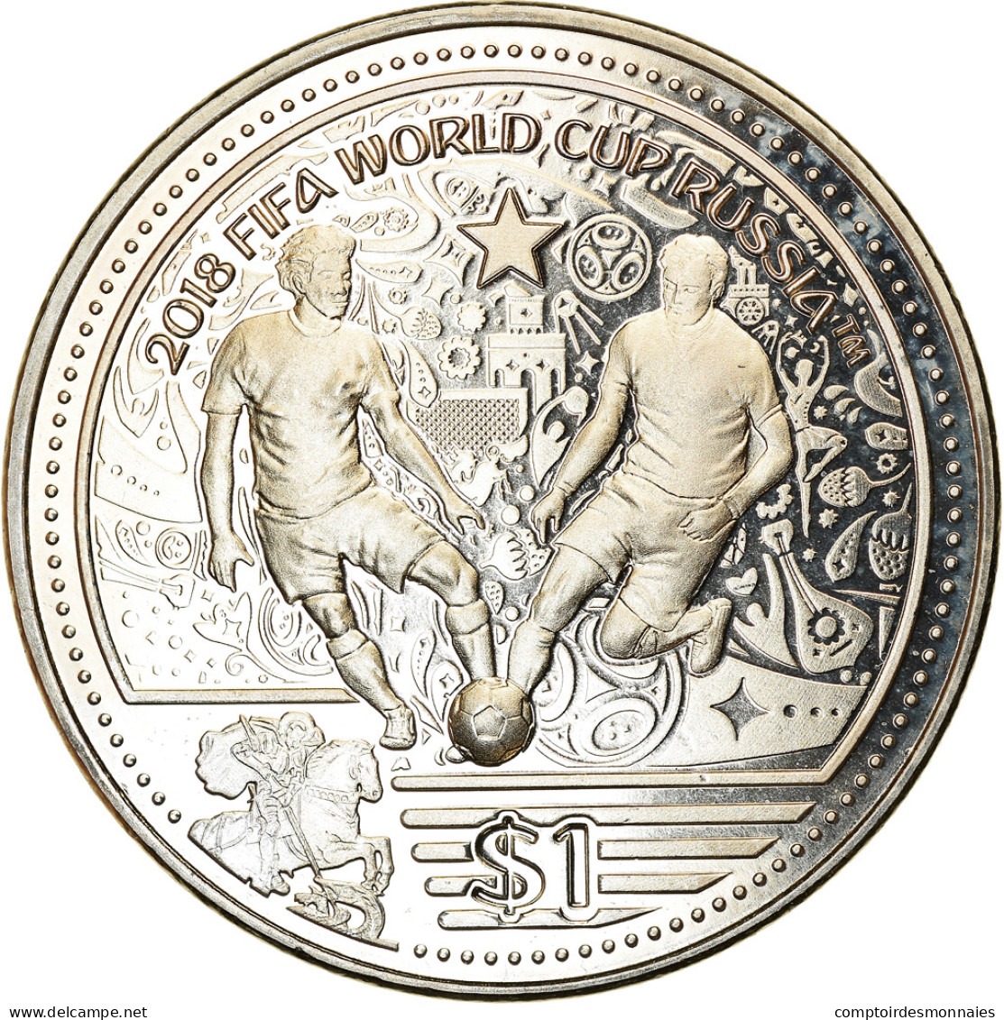 Monnaie, BRITISH VIRGIN ISLANDS, Dollar, 2018, Franklin Mint, Coupe Du Monde De - Jungferninseln, Britische