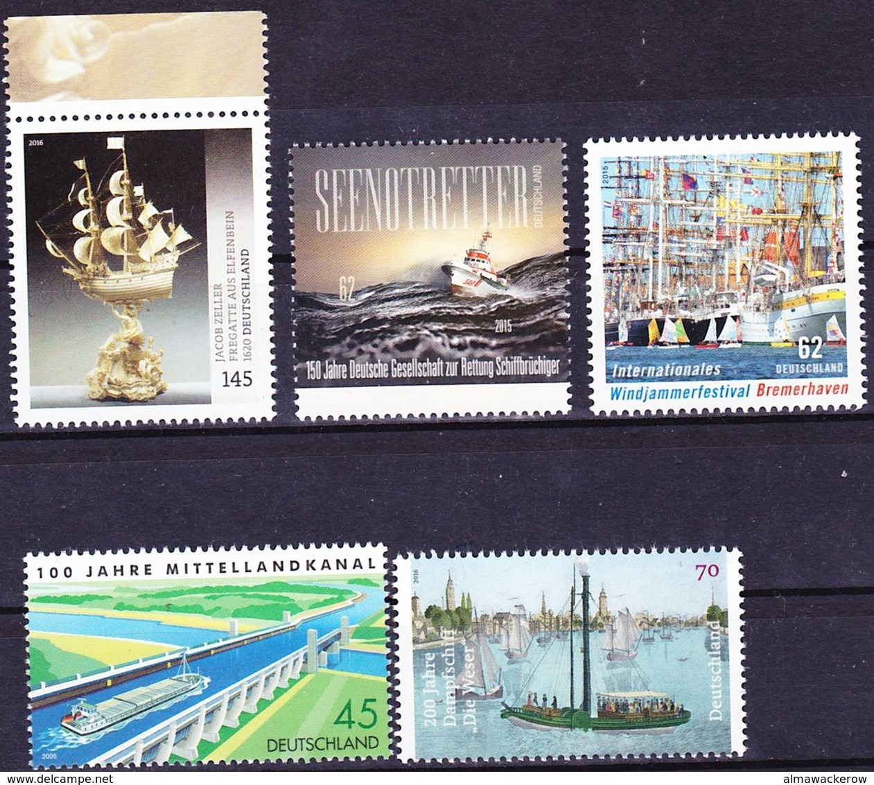 20-138 Germany 2005-2016 Lot Ships And Seafare (exclusively Single Stamp Issues) MNH ** - Marittimi