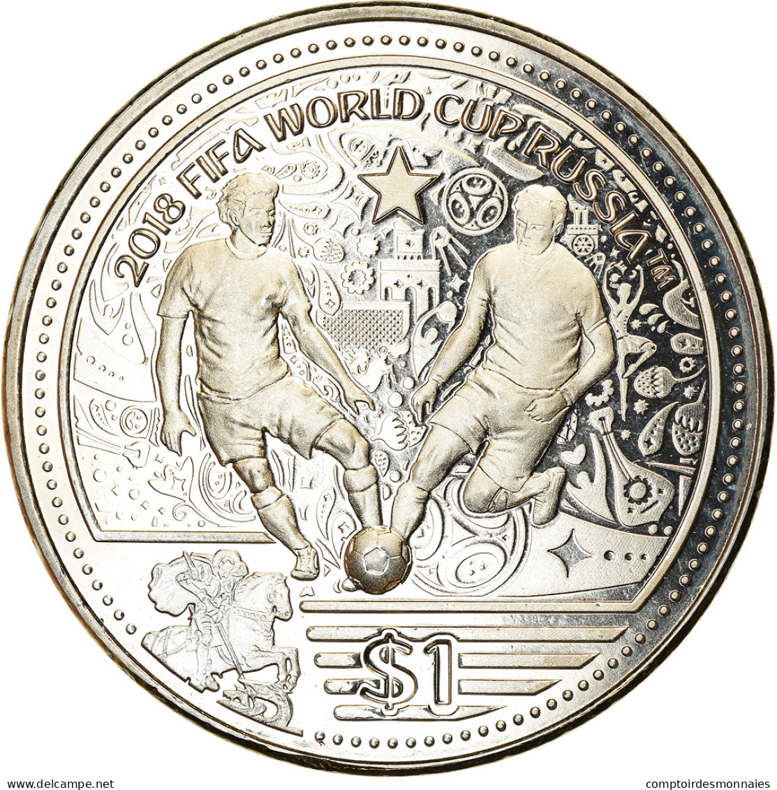 Monnaie, BRITISH VIRGIN ISLANDS, Dollar, 2018, Franklin Mint, Coupe Du Monde De - Iles Vièrges Britanniques