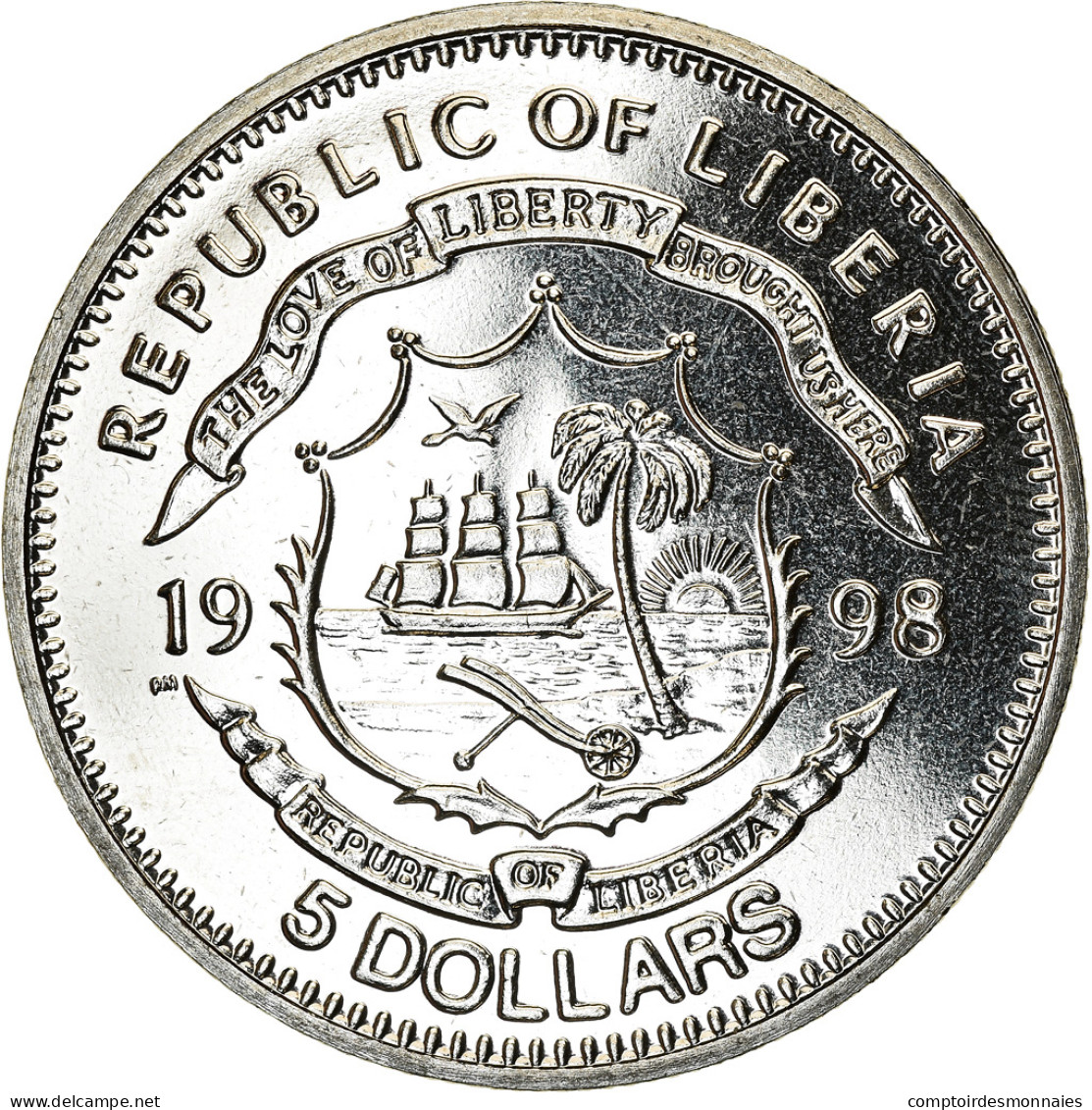 Monnaie, Liberia, 5 Dollars, 1998, RMS Titanic, SPL, Copper-nickel, KM:363 - Liberia
