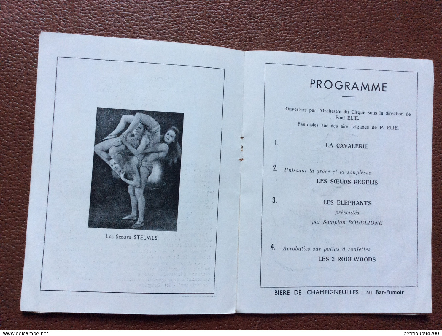 PROGRAMME CIRQUE  CIRQUE BOUGLIONE  Cirque D’Hiver  SAISON 1952-1953   @ - Programs