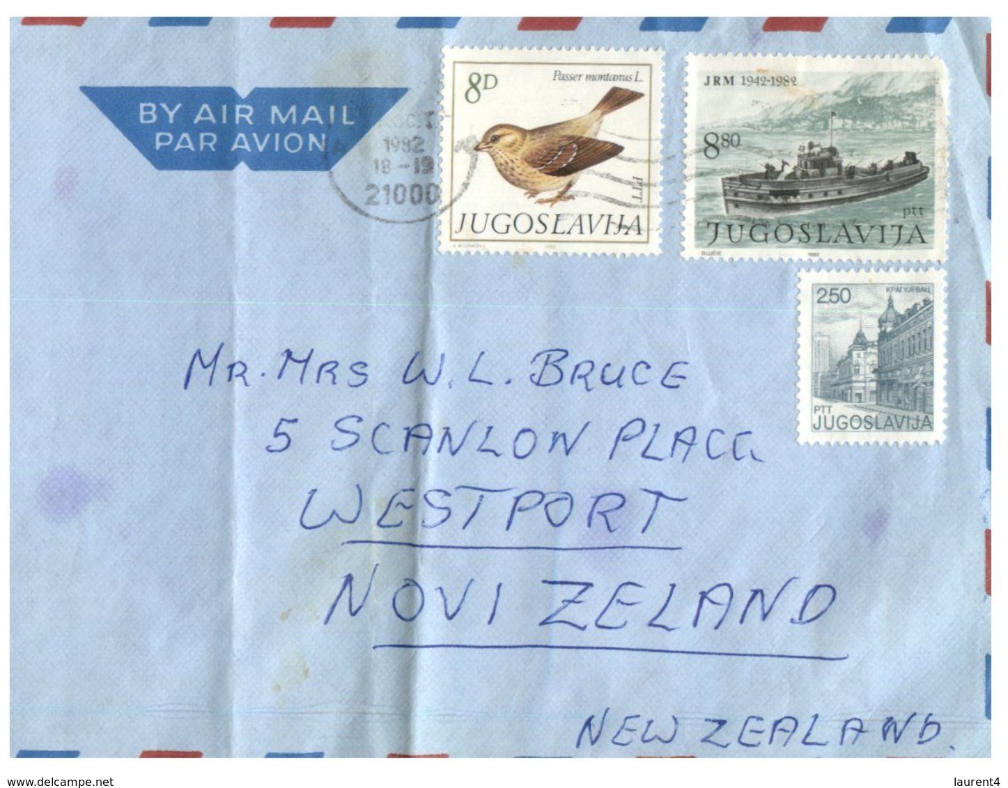 (H 12)  Ex Yugoslavia To New Zealand Air Mail Cover - Otros & Sin Clasificación