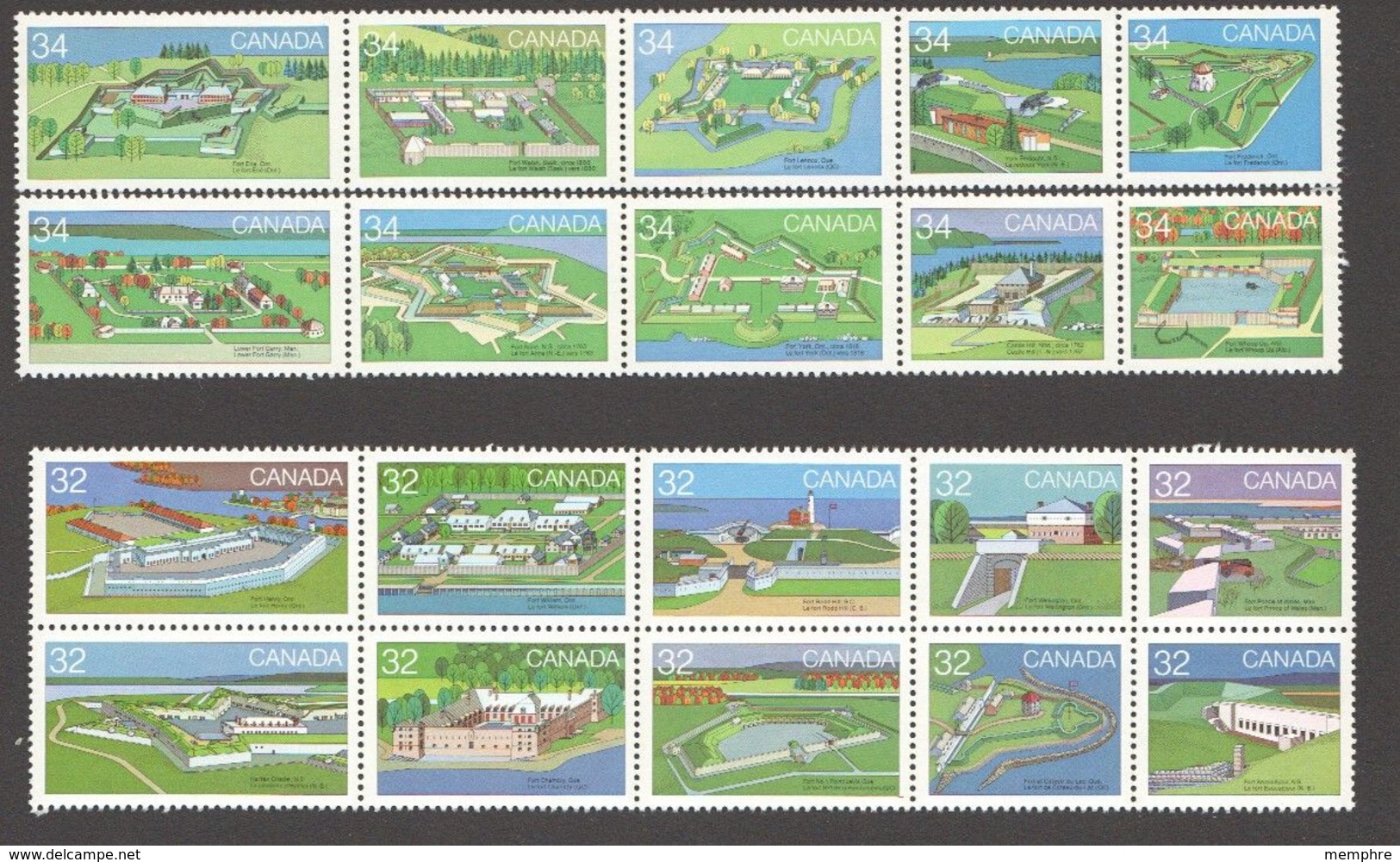 1983-5  Canadian Forts  Series 1 & 2 From Booklets Sc 983-992, 1050-9 MNH ** - Andere & Zonder Classificatie