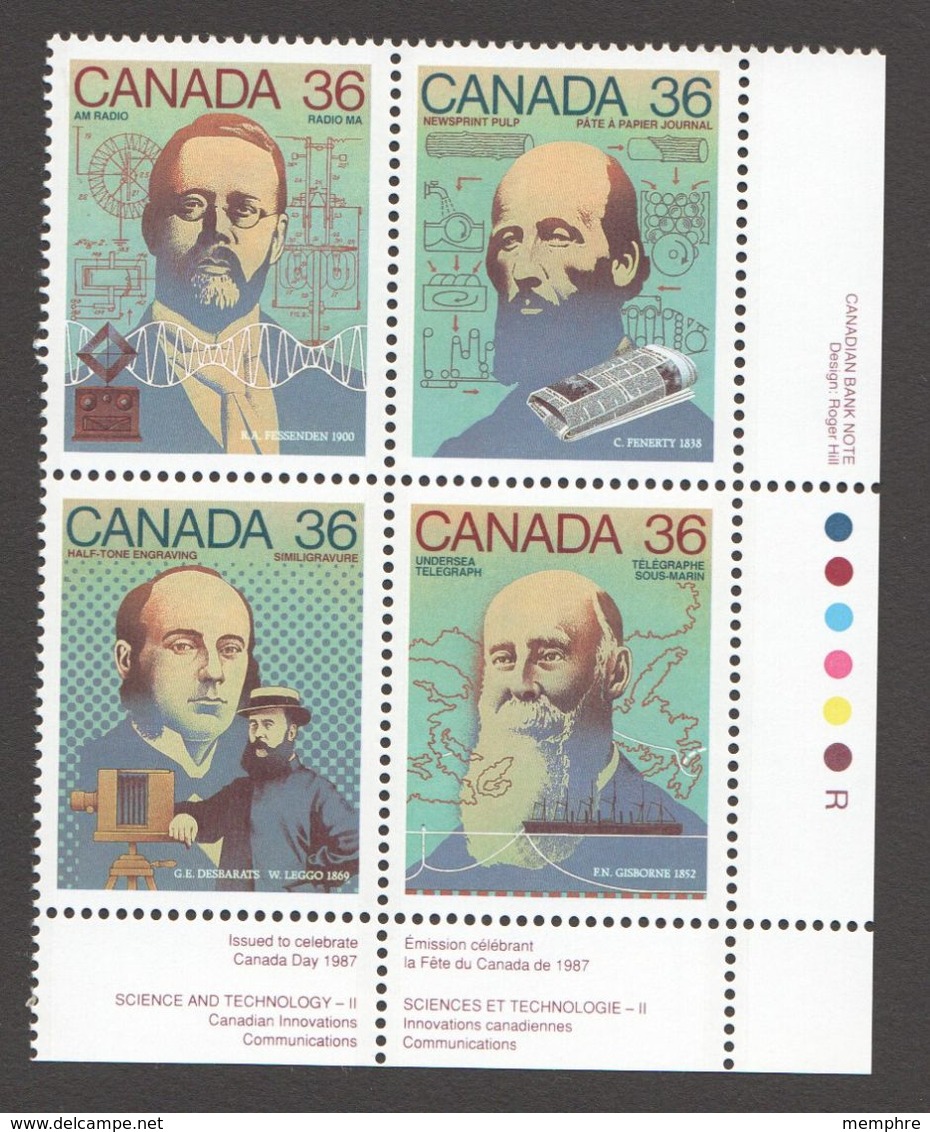 1987  Canadian Inventors: AM Radio, Newsprint, Half-tone, Undersea Cable  Sc1135-8 Se-tenant MNH ** - Sonstige & Ohne Zuordnung