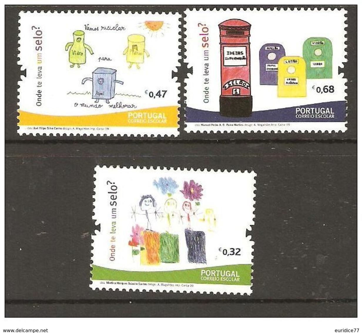 Portugal 2009 -  School Mail - Childrens Drawings Stamp Set Mnh - Other & Unclassified