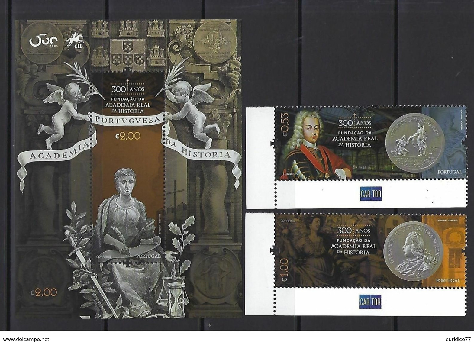 Portugal 2020 - 300 Years Foundation Royal Academy Of History Stamp Set Mnh - Altri & Non Classificati