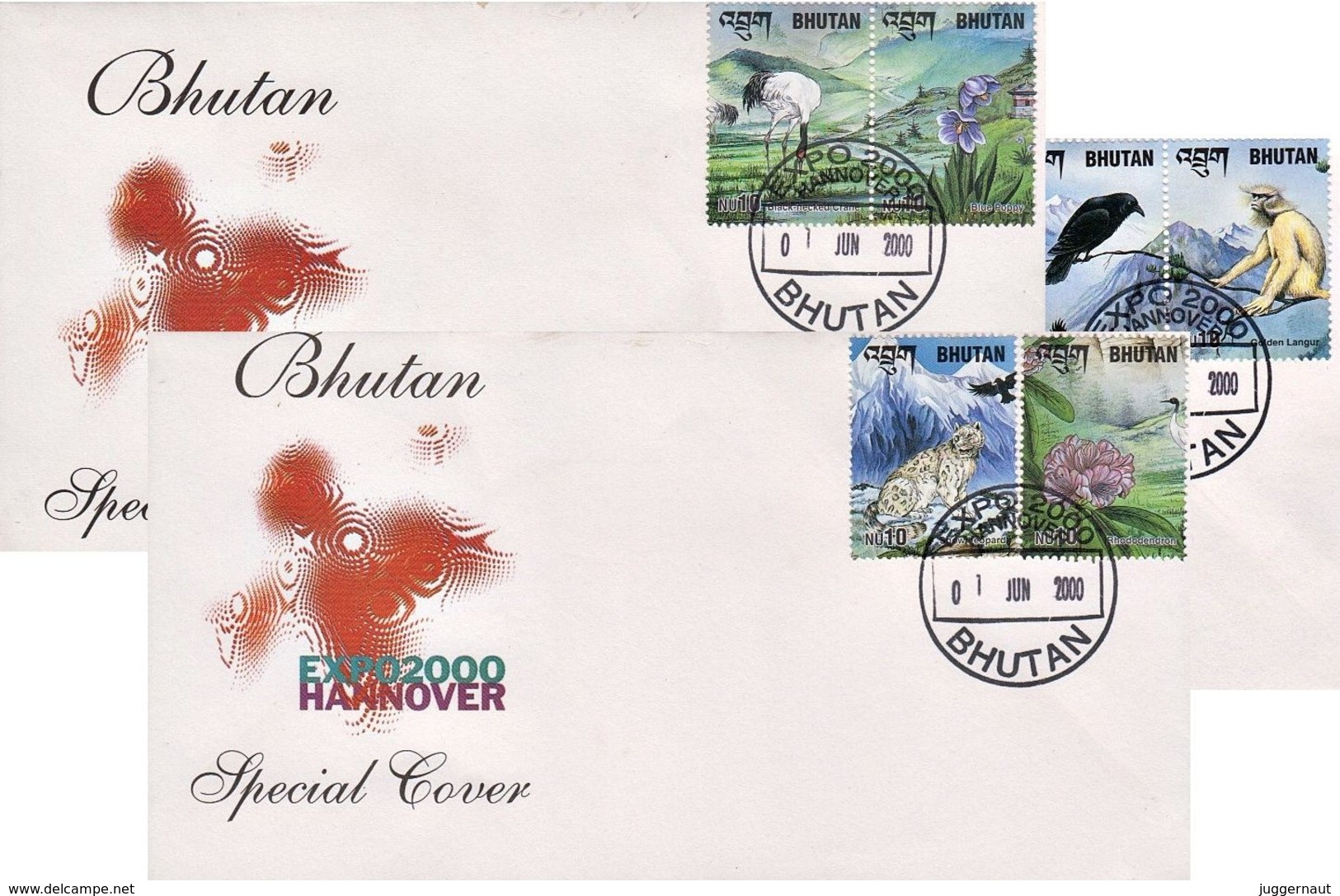 BHUTAN Flora/Fauna SERIES 6-Stamp/3-Set FDC 2000 - Otros & Sin Clasificación