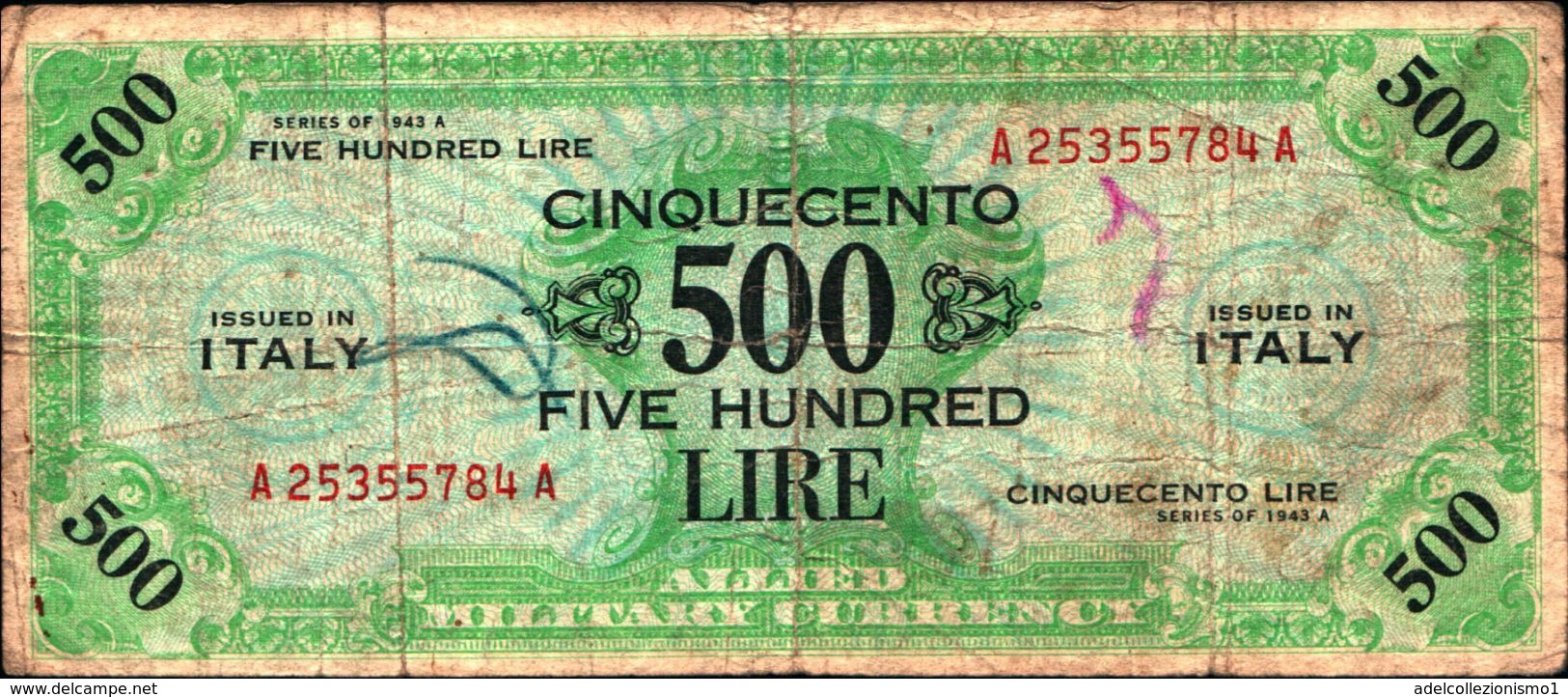 19888) BANCONOTA Da 500 AM LIRE Occupazione Militare Alleata 1943 A Bilingue -banconota Non Trattata.vedi Foto - Autres & Non Classés