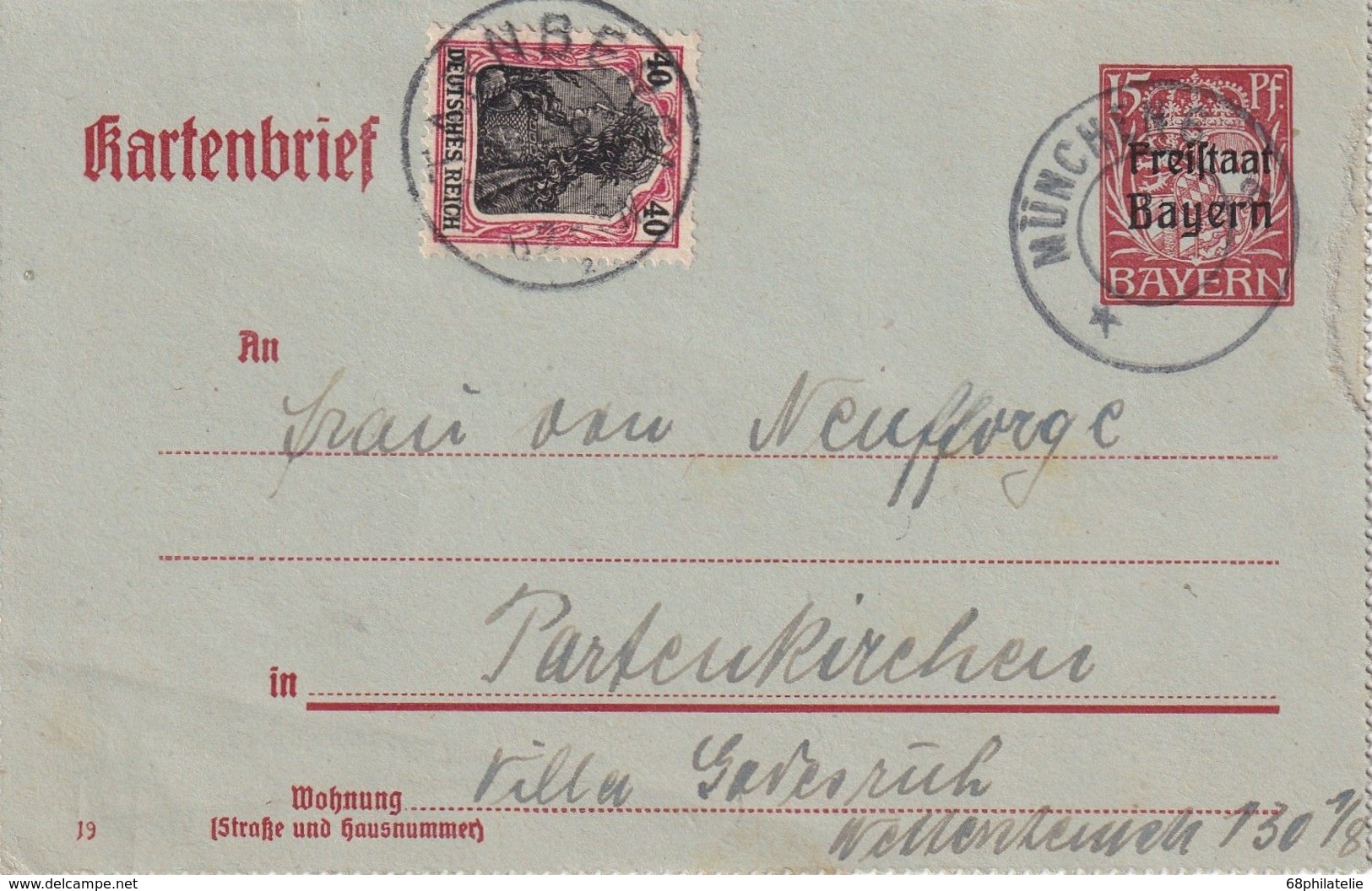 BAYERN      ENTIER POSTAL/GANZSACHE/POSTAL STATIONARY CARTE-LETTRE DE MÜNCHEN - Altri & Non Classificati