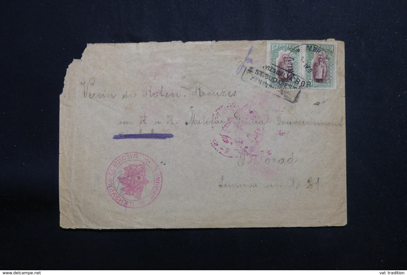 BULGARIE - Enveloppe De La Croix Rouge Pour Gouvernement à Belgrad En 1917 , Voir Cachets Recto / Verso  - L 65964 - Altri & Non Classificati