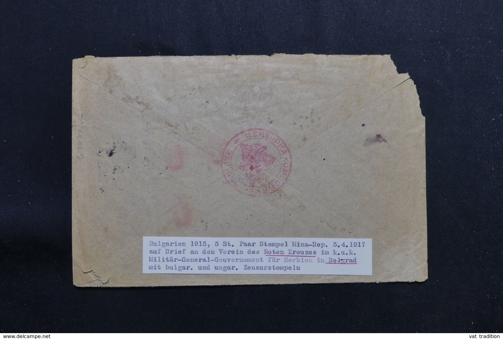 BULGARIE - Enveloppe De La Croix Rouge Pour Gouvernement à Belgrad En 1917 , Voir Cachets Recto / Verso  - L 65964 - Altri & Non Classificati