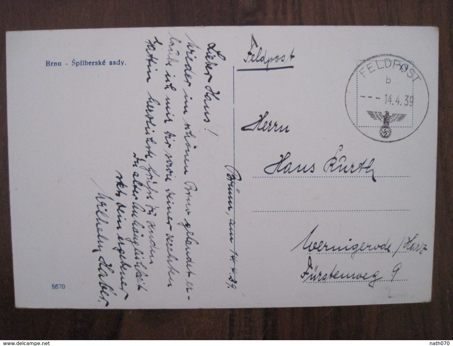1939 Brno Sady CPA AK Allemagne Reich Feldpost Tcheque Czech Rep Böhmen Und Mähren Brünn - Sonstige & Ohne Zuordnung