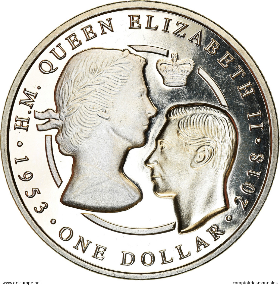 Monnaie, BRITISH VIRGIN ISLANDS, Dollar, 2018, Franklin Mint, Jubilé De Saphir - Iles Vièrges Britanniques