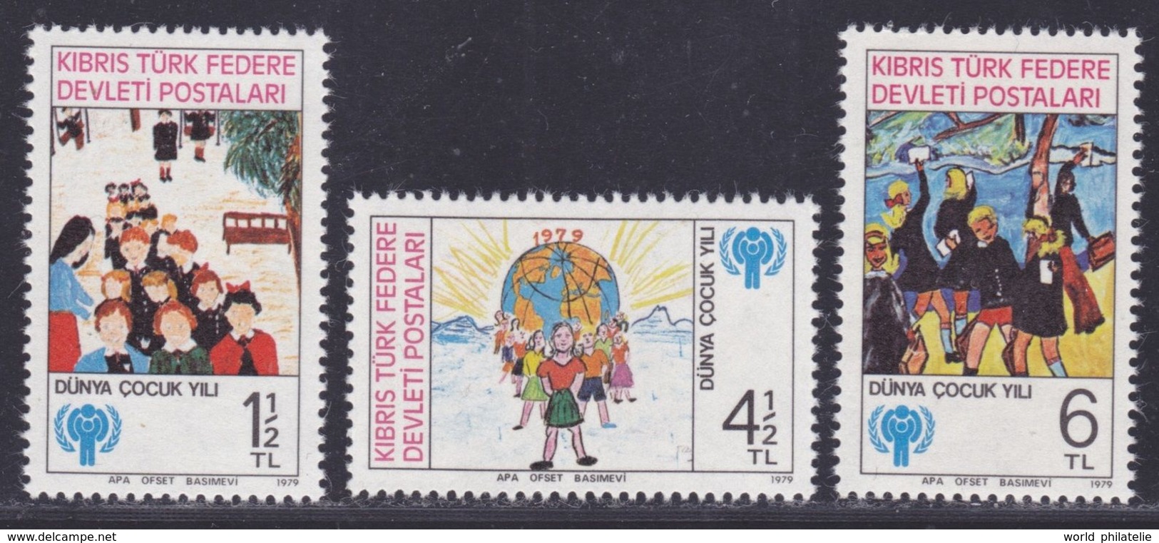 Turquie Chypre Turc RTCN 1979 N° 67 / 9 ** Dessins, Cartable, Banc, Maîtresse, Balançoire, Banquise Nœud Papillon Enfant - Otros & Sin Clasificación