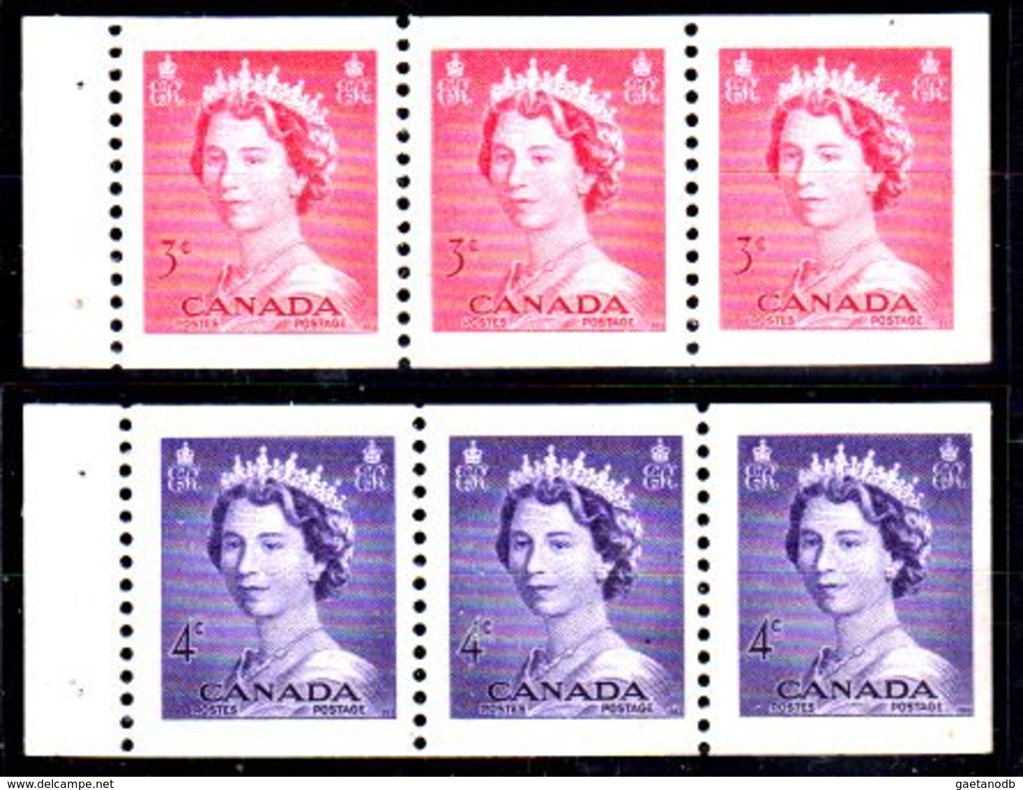 B327-Canada 1953 (++) MNH - Varietà: Cifra 4 Di Differente Tipo - Senza Difetti Occulti - - Coil Stamps