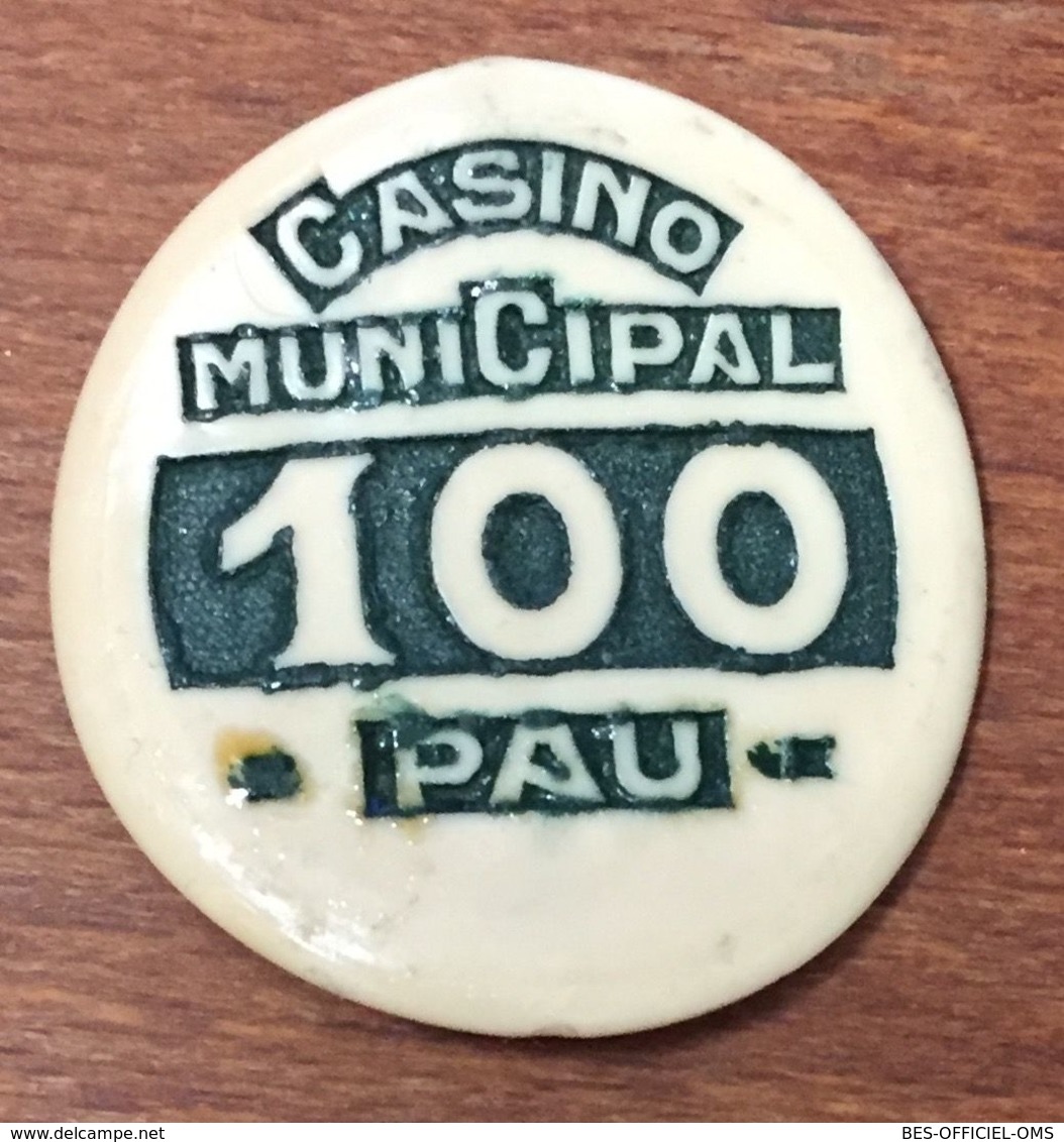 64 PAU CASINO MUNICIPAL JETON DE 100 FRANCS VOILÉ CHIP TOKENS COIN - Casino