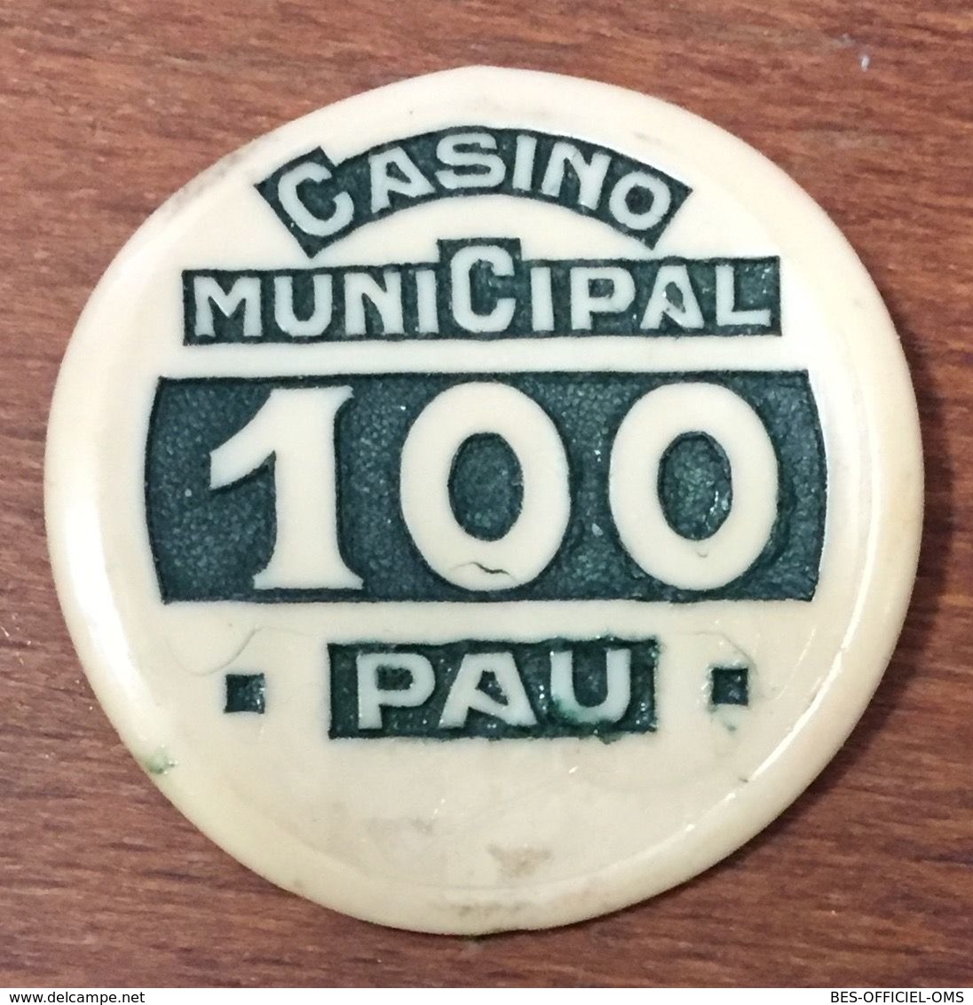 64 PAU CASINO MUNICIPAL JETON DE 100 FRANCS VOILÉ CHIP TOKENS COIN - Casino