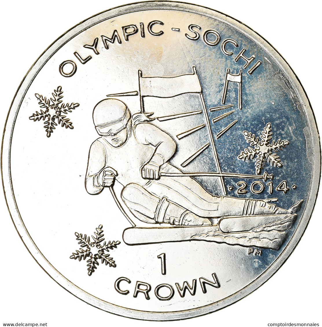 Monnaie, Isle Of Man, Crown, 2014, Pobjoy Mint, Sochi - Ski Alpin, SPL - Isle Of Man