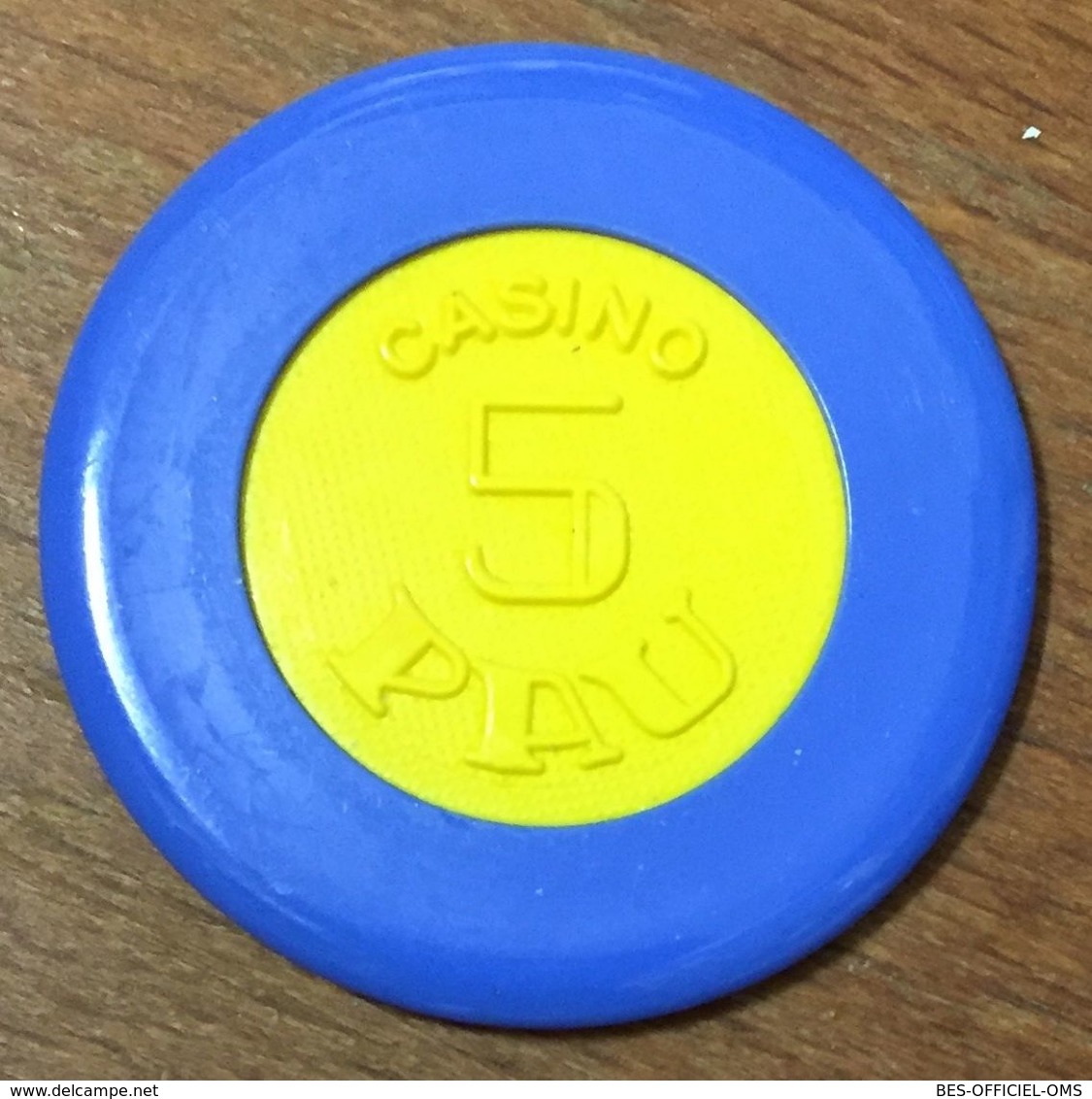 64 PAU CASINO JETON DE 5 FRANCS JAUNE CHIPS TOKENS COINS - Casino