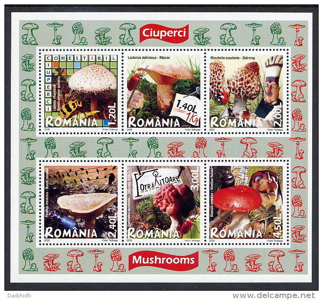 ROMANIA 2008 Edible Fungi Block  MNH / **.  Michel Block 417 - Unused Stamps