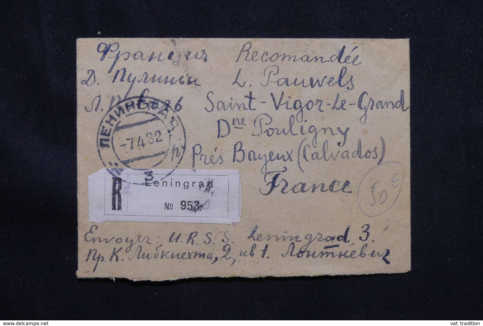 U.R.S.S. - Enveloppe En Recommandé De Leningrad Pour La France En 1932, Affranchissement Au Verso - L 66006 - Lettres & Documents