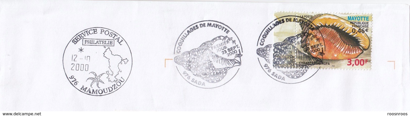 PETIT LOT CACHETS FDC SUR FRAGMENTS - PREMIER JOUR - MAYOTTE 1999 A 2002