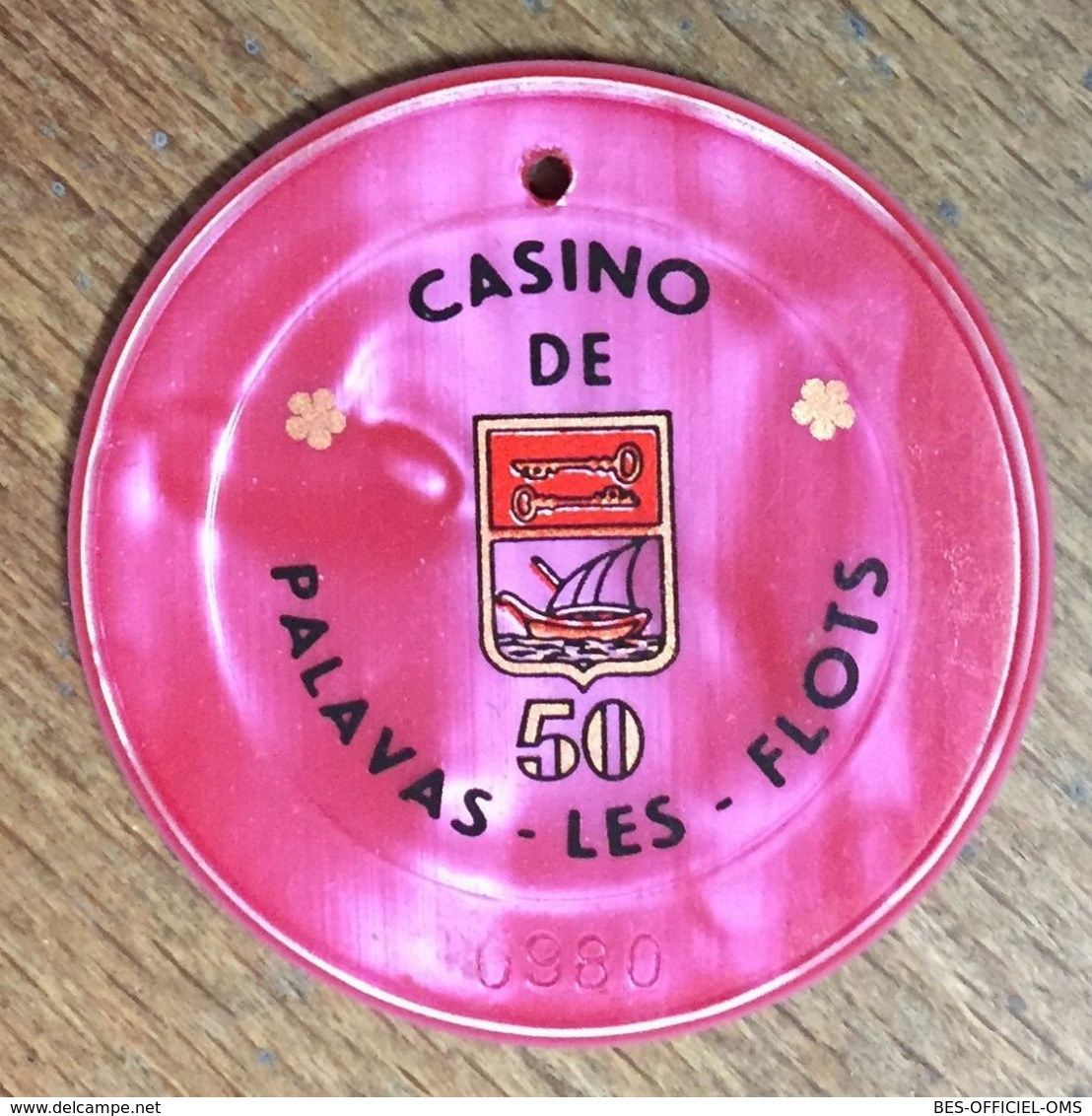 34 PALAVAS LES FLOTS CASINO JETON DE 50 FRANC N° 0980 TROUÉ CHIP TOKENS COINS - Casino