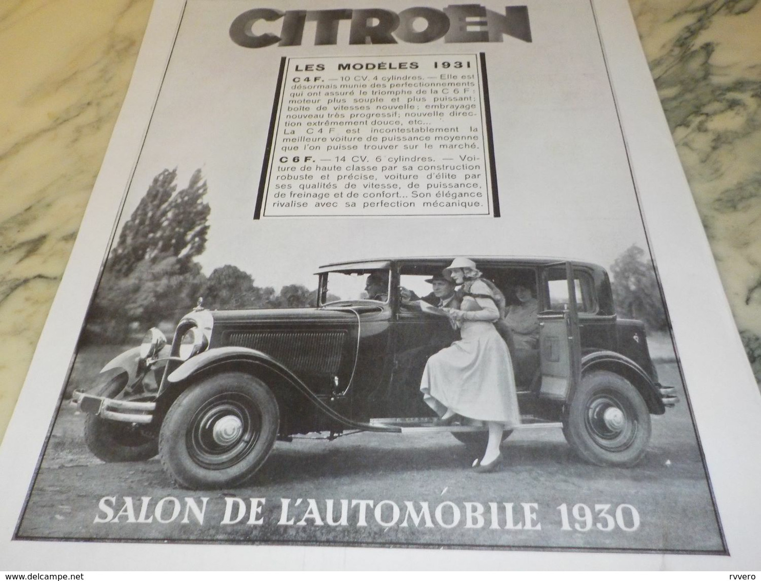 ANCIENNE PUBLICITE MODELE 1931 VOITURE CITROEN  1930 - Voitures