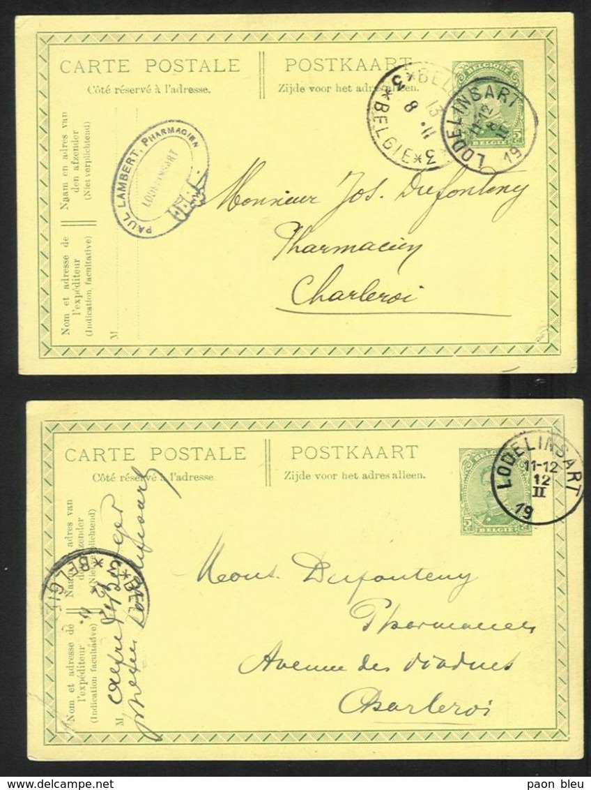 Belgique - Obl.fortune 1919 - Obl. LODELINSART Sans L'année  + Cachet BELGIQUE*3*BELGIE - Fortuna (1919)