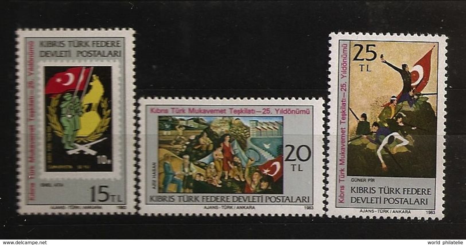 Turquie Chypre Turc RTCN 1983 N° 114 / 6 ** Résistance, Combattants, Drapeau Turc, Loups Gris, Indépendance Fusil Soldat - Other & Unclassified