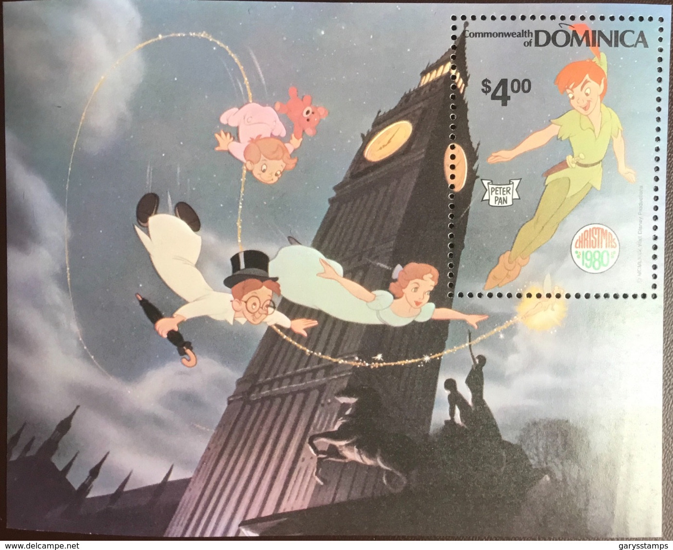 Dominica 1980 Christmas Disney Peter Pan Minisheet MNH - Dominica (1978-...)