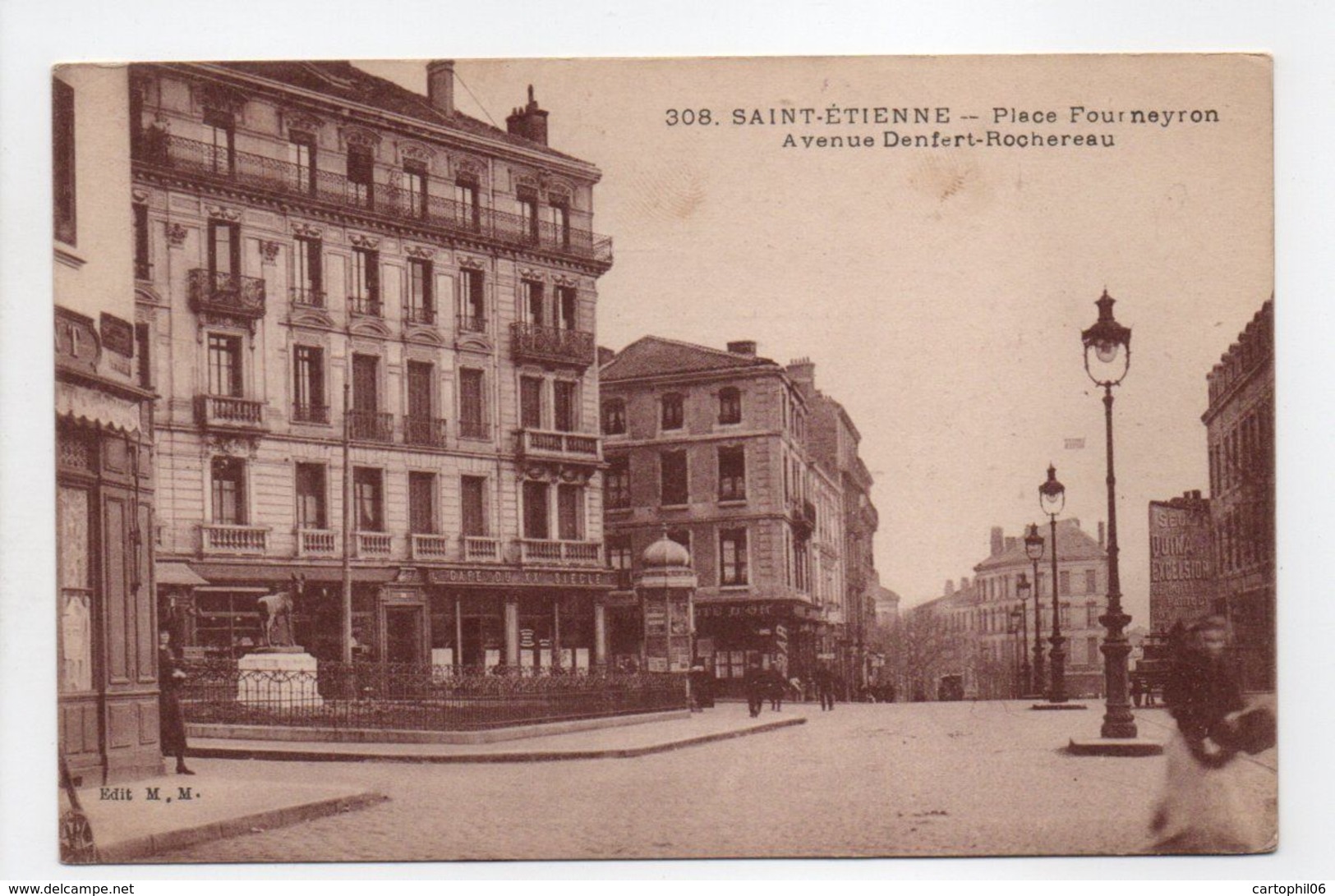 - CPA SAINT-ETIENNE (42) - Place Fourneyron - Avenue Denfert-Rochereau 1917 - Edition M. M. 308 - - Saint Etienne