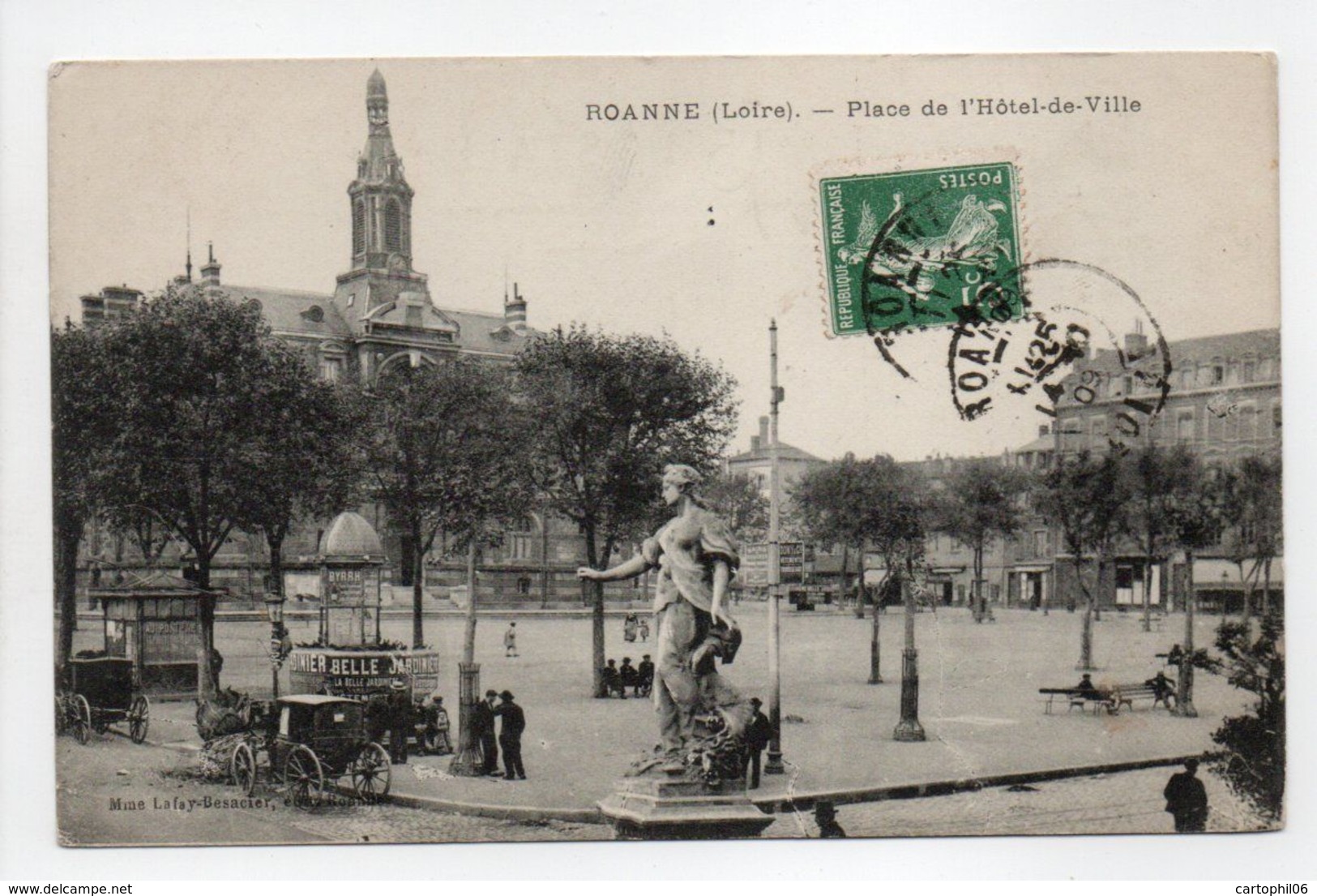 - CPA ROANNE (42) - Place De L'Hôtel-de-Ville 1909 - Edition Mme Lafay-Besacier - - Roanne