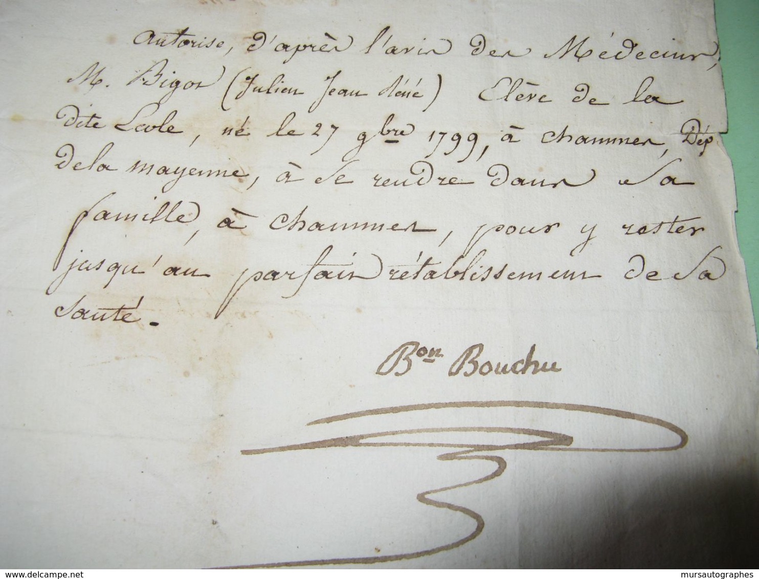 PIECE SIGNEE DU BARON F. L. BOUCHU 1820 GENERAL ARTILLERIE EMPIRE ESPAGNE DIRECTEUR ECOLE POLYTECHNIQUE - Other & Unclassified