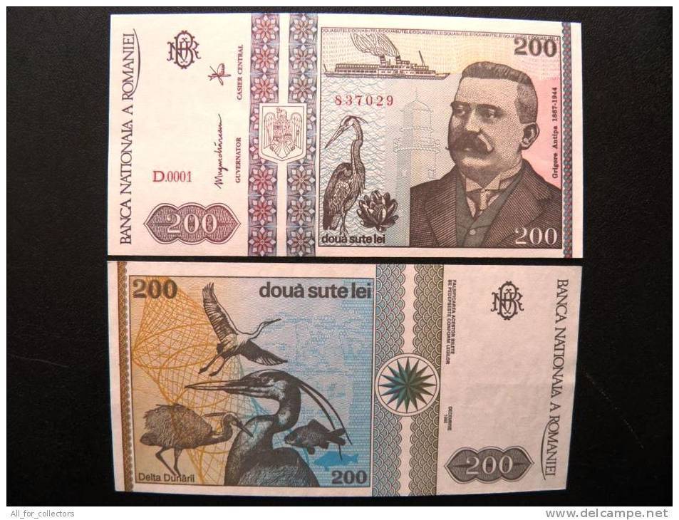 UNC Banknote From Romania #100 200 Lei 1992 Birds Oiseaux Fisf Ship Lighthouse Vladimirescu - Rumänien