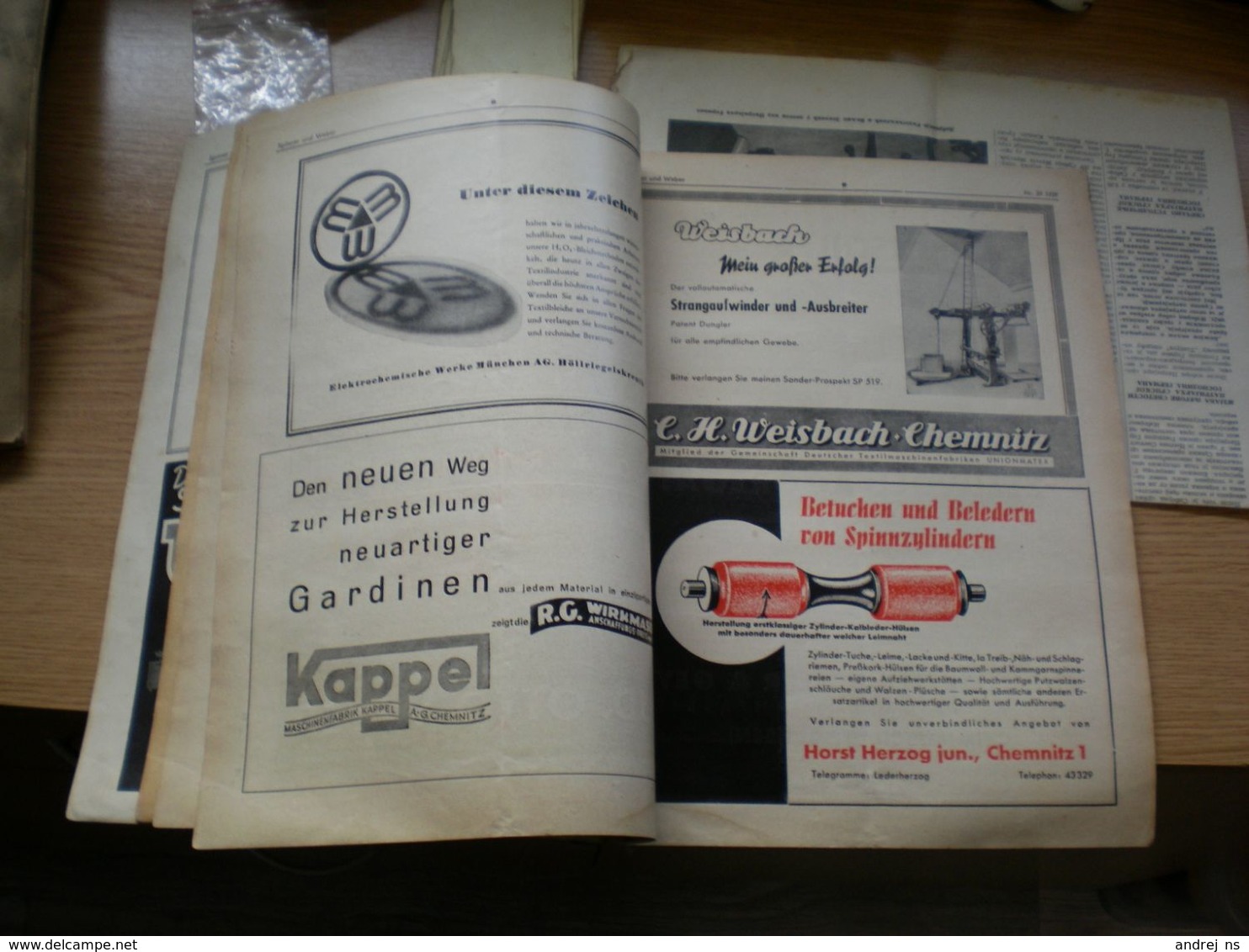 Der Spinner Und Weber Textil Betriebt Hartmann Streichgarn Ringspinnmaschine Chemnitz 1939 - Catalogi