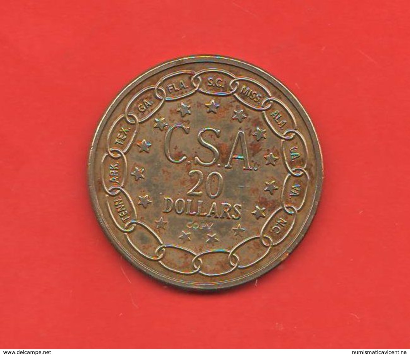 USA Token 20 Dollars C.S.A Gettone In Ottone Copia Copy Fake - Other & Unclassified