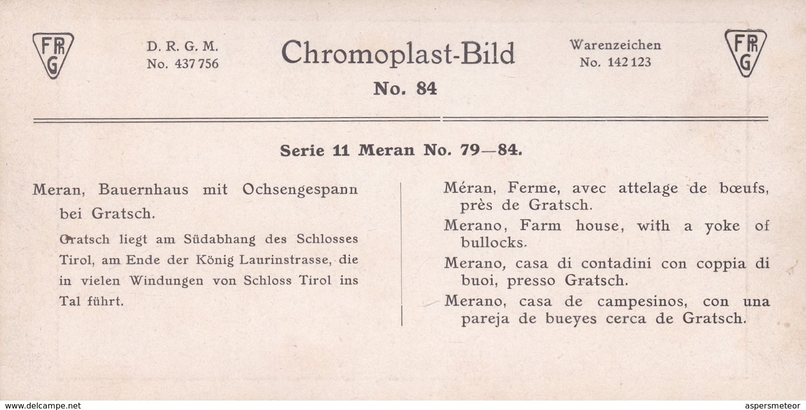 MERAN. FERME, AVEC ATTELAGE DE BOEUFS PRES DE GRATSCH. CHROMOPLAST-BILD SERIE 11 Nº 84. PHOTO STEREOSCOPIE.  -LILHU - Stereo-Photographie