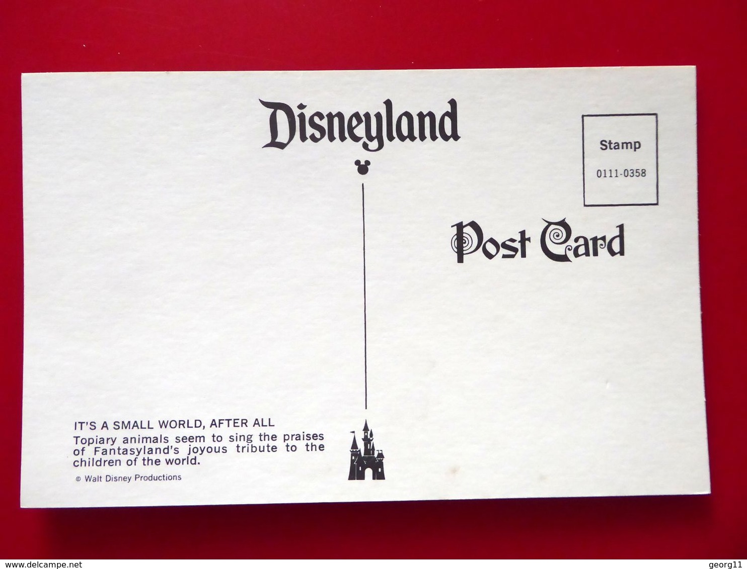Disneyland - It's A Small World - Kalifornien - Vintage Postcard - Kleinformat - Anaheim