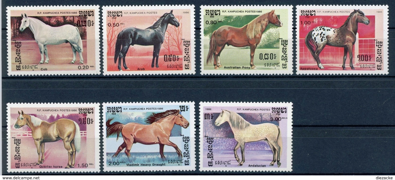 Kambodscha MiNr. 730-36 Postfrisch MNH Pferde (O209 - Kampuchea