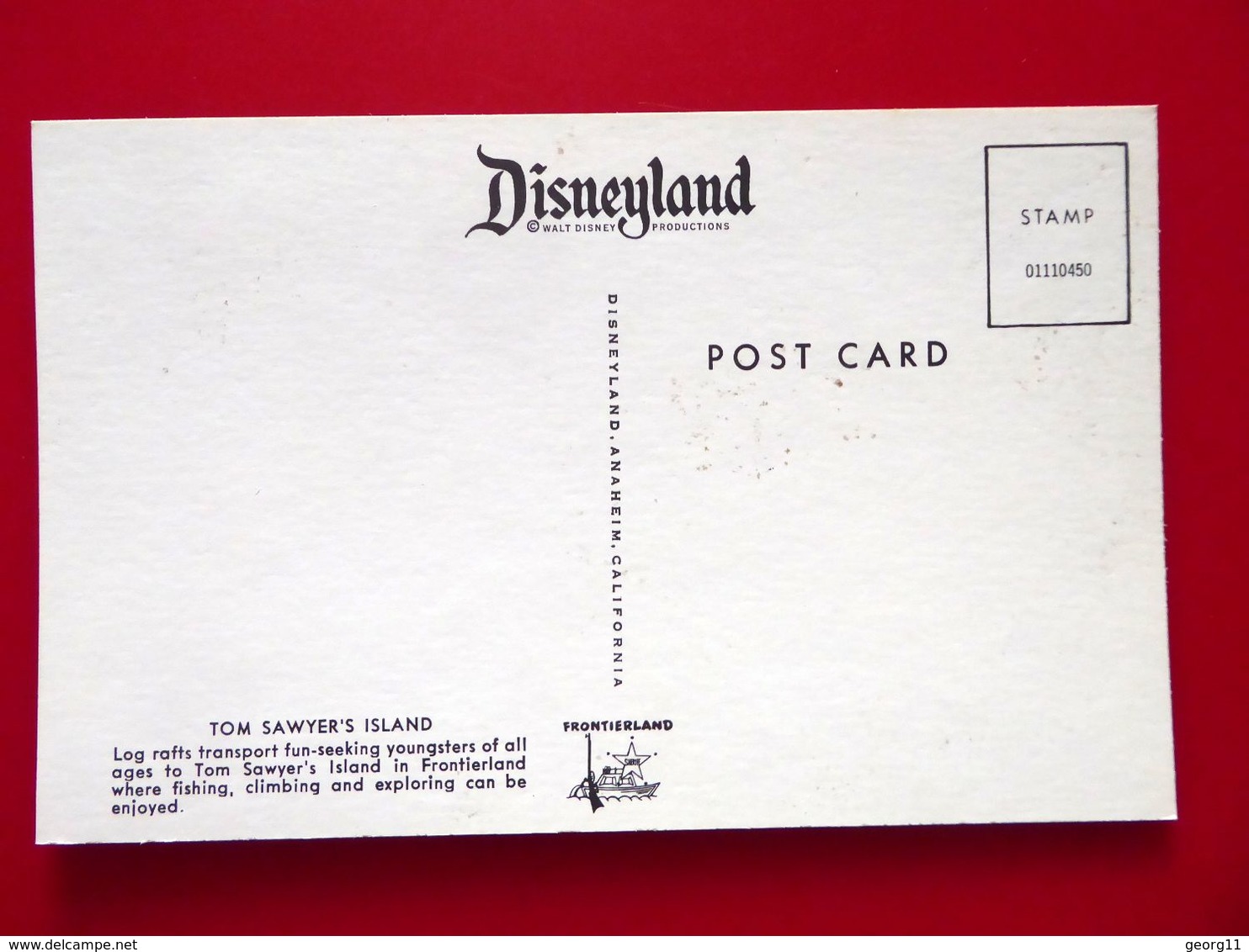 Disneyland - Tom Sawyer Island - Vintage Postcard - Kleinformat - Floß - Anaheim