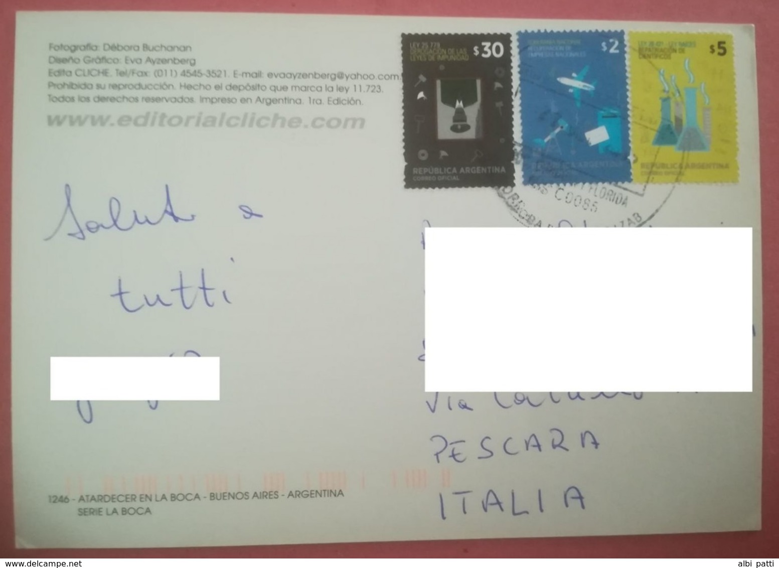 ARGENTINA COVER TO ITALY - Covers & Documents