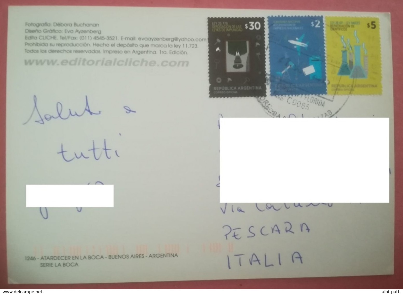 ARGENTINA COVER TO ITALY - Cartas & Documentos