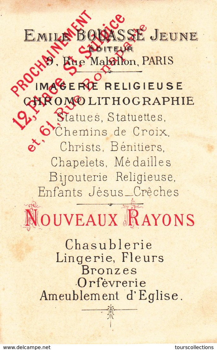 IMAGE PIEUSE Religieuse En 1880 En Couleur De Bouasse Jeune - Religion Catholique Catholicisme - PUBLICITE EDITEUR - Santini