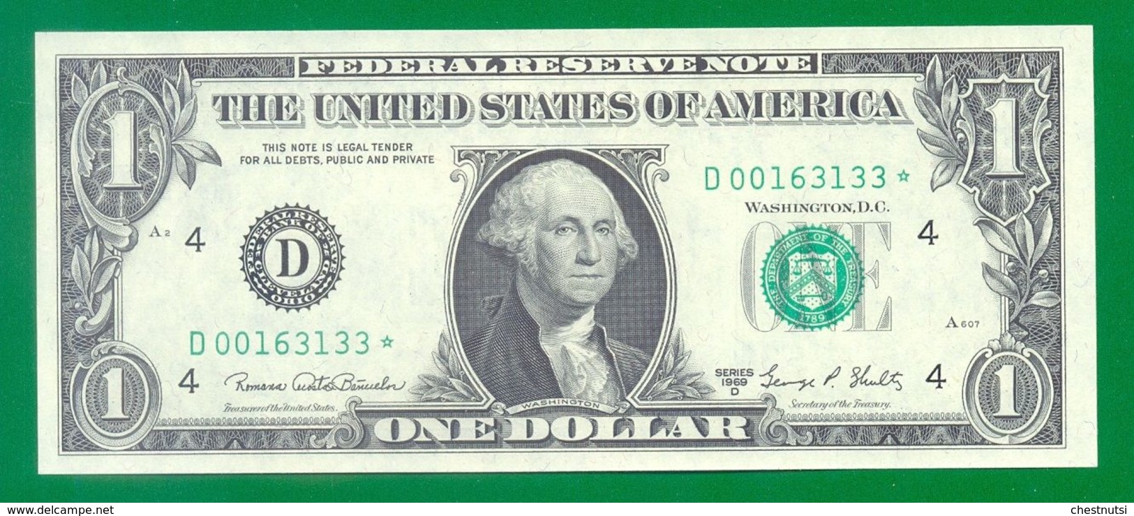 United States Fr. 1907-D* $1 1969D  Cleveland District STAR Note  UNC - Billets De La Federal Reserve (1928-...)