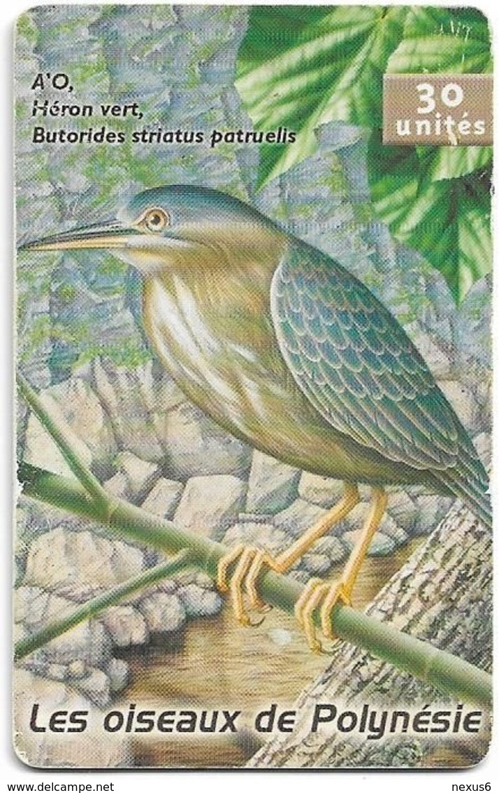 French Polynesia - OPT - Butorides Striatus Patruelis, Bird, 02.2001, 30Units, 30.000ex, Used - Französisch-Polynesien