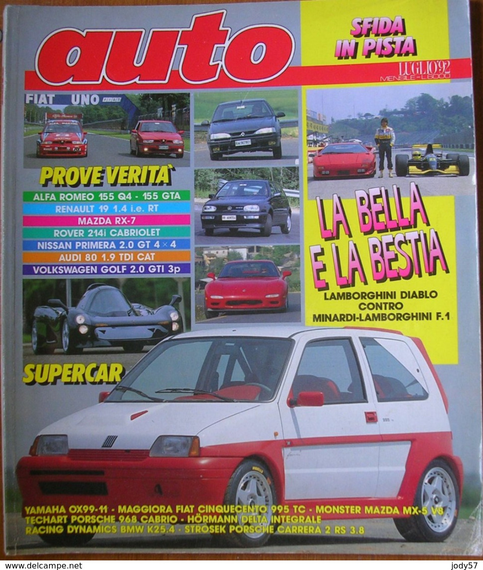 AUTO - N.7 - LUGLIO 1992 - ANNO VIII - RENAULT 19 1.4 2V - NISSAN PRIMERA 2.0 GT 4X4 - VW GOLF 2.0 GTi - MAXDA RX7 COUPE - Motori